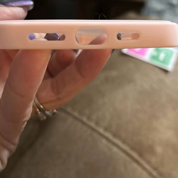 iPhone 14 Plus Case‎ Clear Curly Wave Frame  Shockproof Protective Cover Pink - Picture 4 of 10